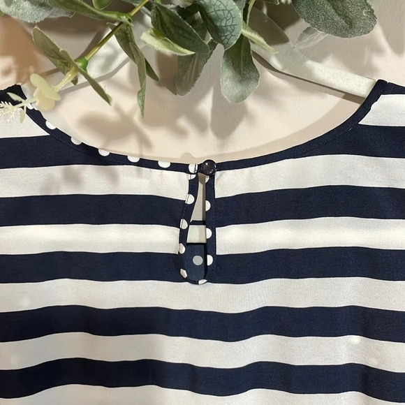 Loft Petites Navy and White Polka Dot Stripe Tank LP - Picture 6 of 14